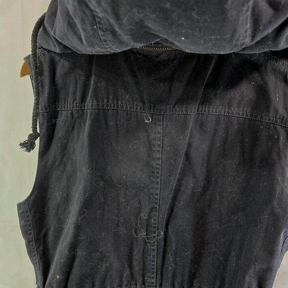 Velvet Graham Spencer Vest Womens Small Black Hooded Faux Fur Zip Odela Military - Picture 9 of 12